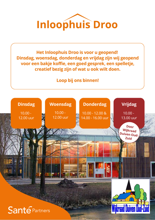 Het Inloophuis Droo is voor u geopend!